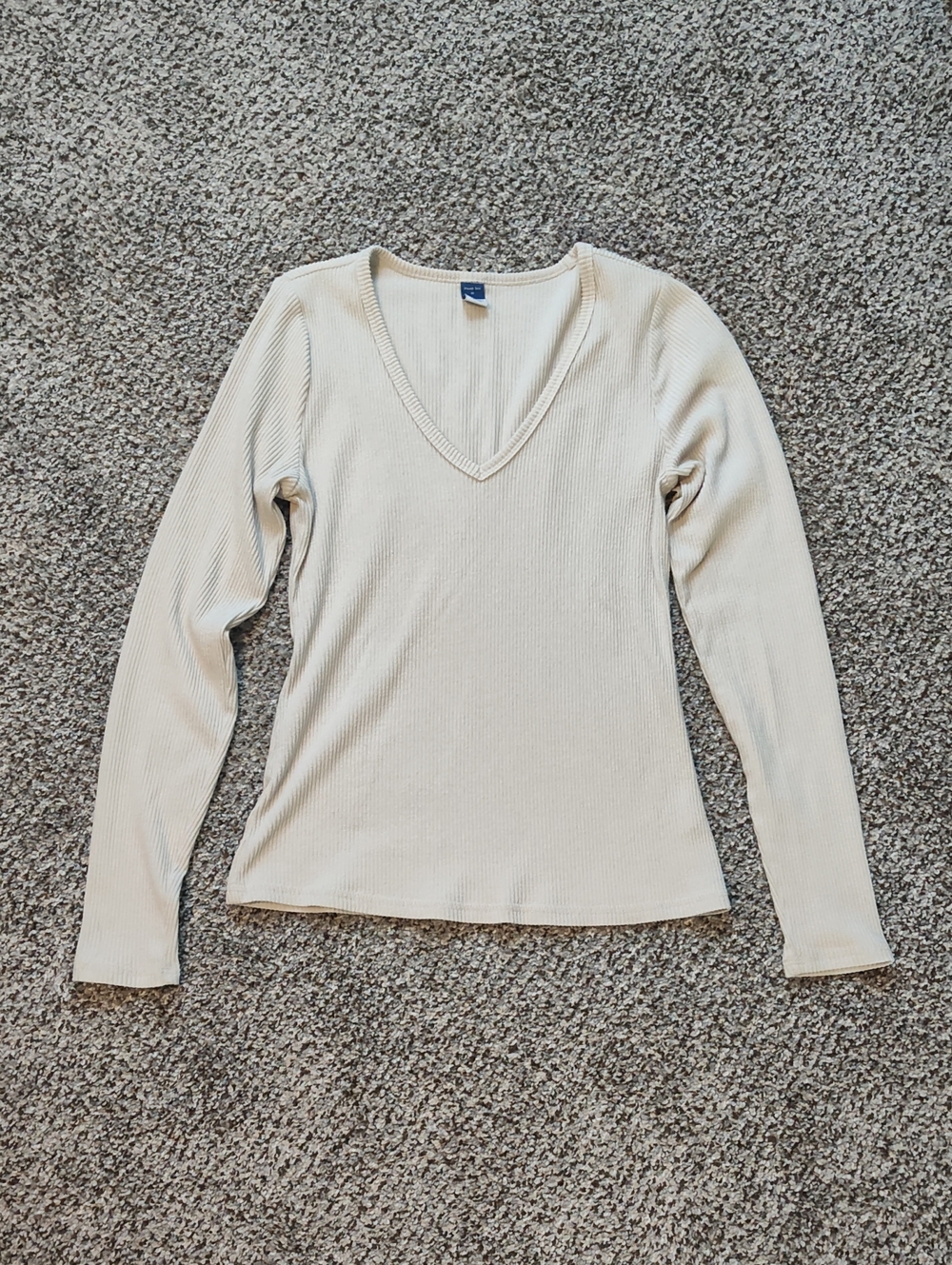 Old Navy Ribbed V-Neck Long-Sleeve Top - Cream